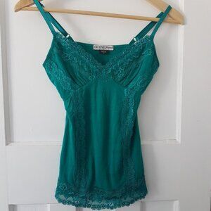 Guess Jeans Vintage Y2K Lacy Beaded Cami Top Green Sz XS
